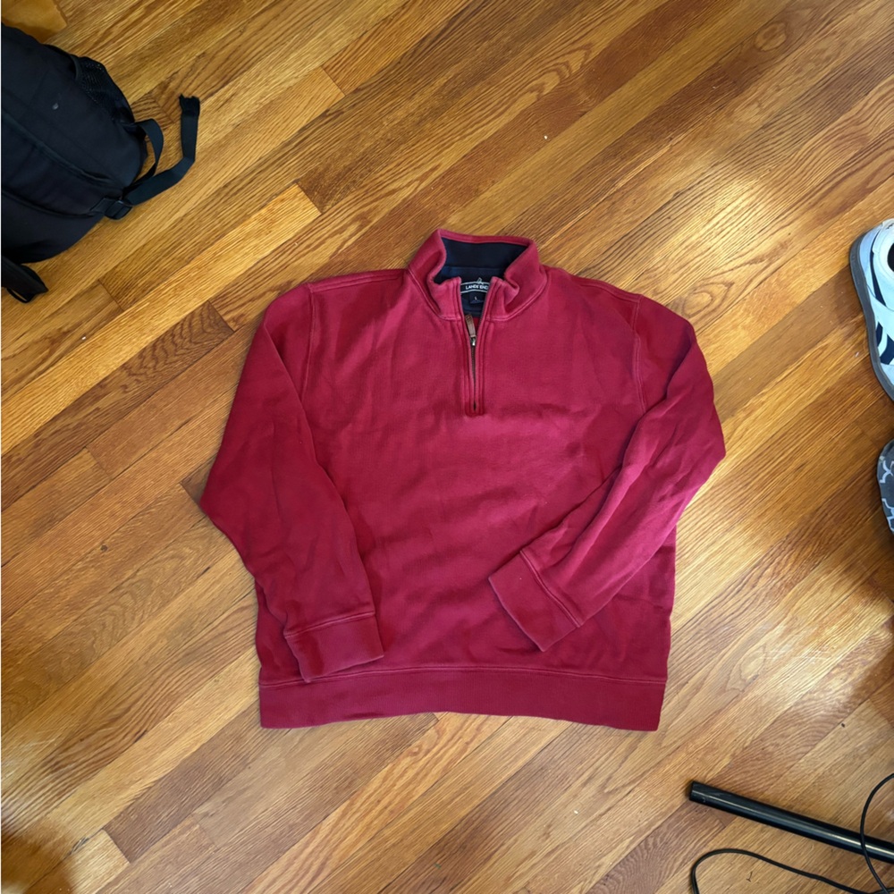 Lands' End Burgundy Quarter-Zip Pullover